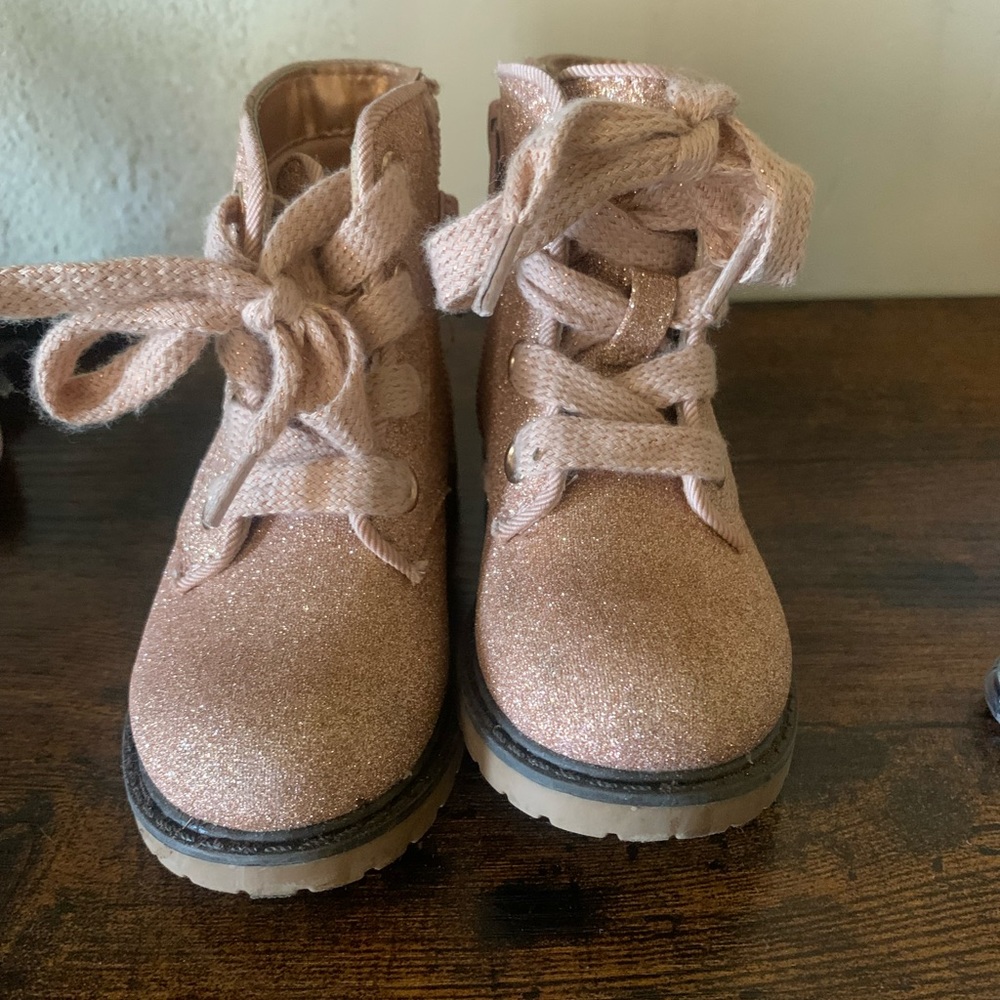 Rose gold combat boots